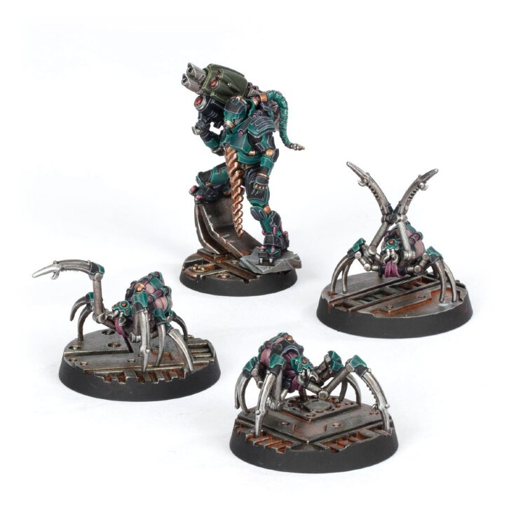 Necromunda Van Saar Champion in Carapace Armour with Cyberachnids 