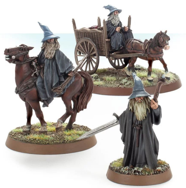 Gandalf the Grey Foot, Mounted and on Cart 